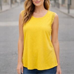 MICHAEL MICHAEL KORS Tank Top Linen Blend Eyelet Lace Cap Sleeves Women’s Small